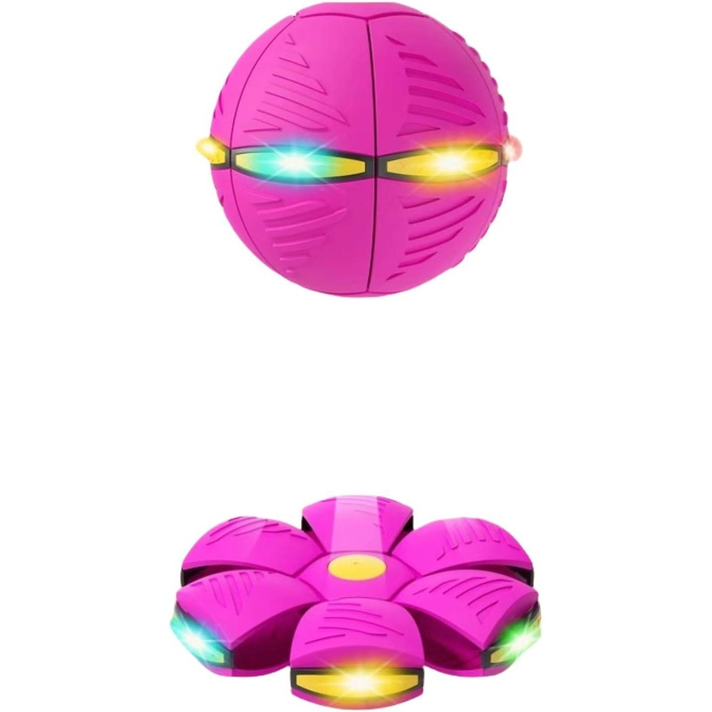 Kids LED Light Up Flying Disc Ball Deformation Toy Pink 2β Pack Pop Phlat Magic